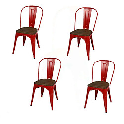 Urban Living Lot de 4 chaises vintage Liv H84 cm - Rouge