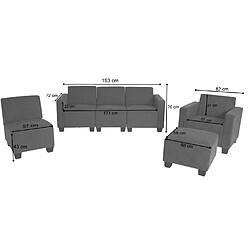 Mendler Modular Sofa-System Ensemble de canapés Lyon 3-1-1-1, tissu/textile ~ gris anthracite