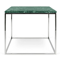 TemaHome - Table d'Appoint Gleam 50cm Marbre Vert & Métal Chromé