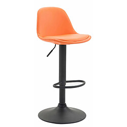 Decoshop26 Tabouret de bar avec repose-pieds design moderne en synthétique orange pieds en métal noir mat TDB10575 