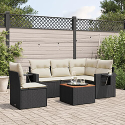 vidaXL Salon de jardin 6 pcs avec coussins noir résine tressée