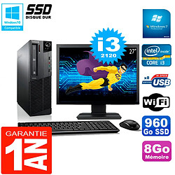 PC Lenovo M92p SFF Ecran 27" Core I3-2120 8Go Disque 960Go SSD Wifi W7 · Occasion 