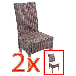 Decoshop26 Lot de 2 chaises de salle à manger Kubu Rattan design rustique rotin marron 04_0000178