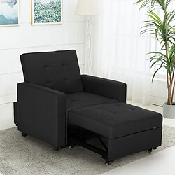 LE ROI DU RELAX Fauteuil lit simple avec accoudoirs design modernes peu encombrants Brooke | Couleur: Noir