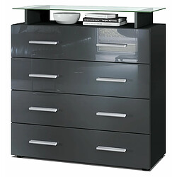 Mpc Commode Noir Mat Et Gris Laqué (lxhxp) : 76 X 81 X 35