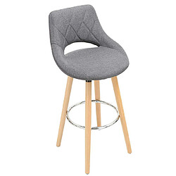 Helloshop26 Tabouret de bar en lin avec dossier et repose-pieds, lot de 2 pièces gris foncé 19_0000553