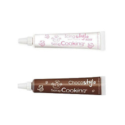 Scrapcooking Stylo chocolat + Stylo glaçage rose goût vanille