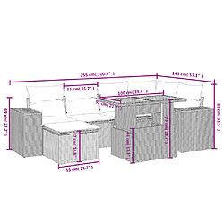 Avis vidaXL Salon de jardin avec coussins 7 pcs beige résine tressée