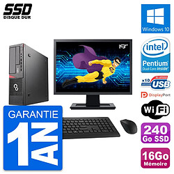 PC Fujitsu E720 E85+ DT Ecran 19" Intel G3220 RAM 16Go SSD 240Go Windows 10 Wifi · Occasion 