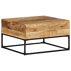 vidaXL Table basse 68x68x41 cm Bois de manguier brut