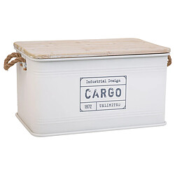 Coffre Alexandra House Living Cargo Blanc Chanvre Métal Bois d'épicéa 38 x 60 x 33 cm 