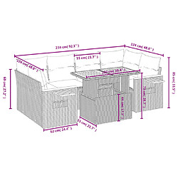 Avis vidaXL Salon de jardin avec coussins 7 pcs gris résine tressée