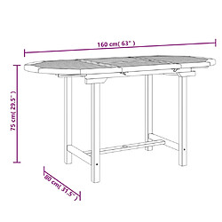 vidaXL Table extensible de jardin 110-160x80x75 cm bois de teck solide pas cher