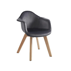 Acheter Vente-Unique Lot de 2 chaises enfant avec accoudoirs en velours et hêtre - Anthracite - POUPINETTE