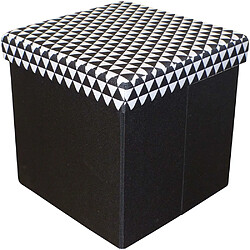 Jardindeco Pouf coffre carré pliable scandinave noir.