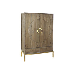 Pegane Armoire en bois marron avec 2 tiroirs 2 portes et 2 étagères - Largeur 120 x Hauteur 175 x Profondeur 50cm 