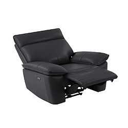 Vente-Unique Fauteuil relax électrique en cuir de vachette noir NOVENA pas cher