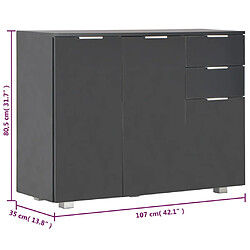 vidaXL Buffet Noir brillant 107x35x80,5 cm pas cher