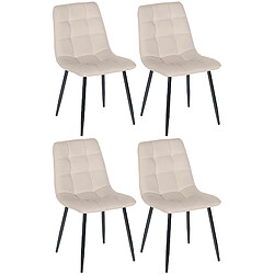 Decoshop26 Lot de 4 chaises de salle à manger style moderne et confortable en tissu velours crème et métal noir 10_0001794 