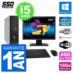 PC Fujitsu E910 DT Ecran 22" Intel i5-2400 RAM 16Go SSD 480Go Windows 10 Wifi · Occasion 