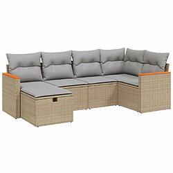 vidaXL Salon de jardin avec coussins 6pcs mélange beige résine tressée