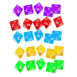 25pcs Jeux de Dés D8 Polyédrique en Acrylique Multicolore pour TRPG MTG Jeu de Table