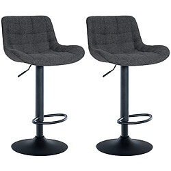 Decoshop26 Lot de 2 tabourets de bar structure métallique noir assise en tissu noir avec surpiqûres 10_0004447 