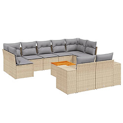 Maison Chic Salon de jardin avec coussins 10 pcs, Ensemble Tables et chaises de jardin, beige résine tressée -GKD238158