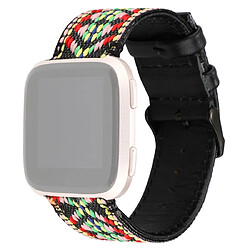 Wewoo Bracelet pour montre connectée Fitbit Versa Style ethnique en cuir véritable coloré 