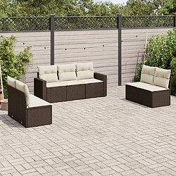 vidaXL Salon de jardin avec coussins 7 pcs marron résine tressée 