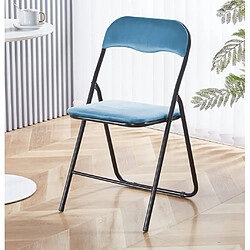 Avis Hooma Lot de 6 chaises pliantes confortables en velours et métal - Bleu