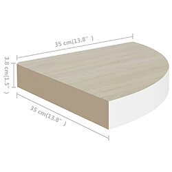 Acheter vidaXL Étagères d'angle murales 2 pcs Chêne et blanc 35x35x3,8 cm MDF