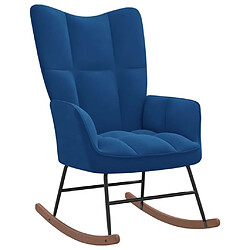 Maison Chic Chaise à bascule | Fauteuil Relax, design moderne Bleu Velours -GKD33582