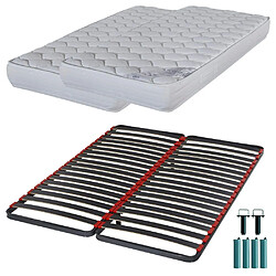 Ebac Matelas mousse + Sommier C39 2x90x190 Montana - Hauteur 18 cm - Soutien équilibré