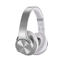 General Casque Bluetooth, casque Bluetooth autour du cou avec microphone antibruit, cache-oreilles doux et poids léger, basse stéréo, pour musique, conférence, vidéo, appel.(argent) 