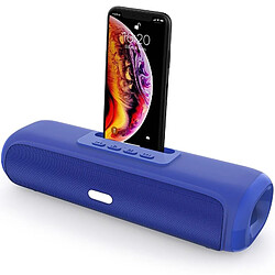 Yonis Enceinte Bluetooth Puissante 10W TWS Support Téléphone Enceinte Bluetooth Longue Barre TWS 10W Avec Support Téléphone Et Fonctions Multiples Bleu YONIS