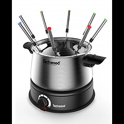 Avis Techwood APPAREIL A FONDUE 1500W 8 PERS EN INOX 1500W CAPACITE 1,4L anti-projections Thermostat réglable + 8 Pics à fondue Colorés