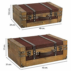 Acheter Jeu de valises Alexandra House Living Marron PVC Bois Métal Tissu Vintage 31 x 17 x 45 cm 40 x 24 x 13,5 cm Décoratif 2 Pièces