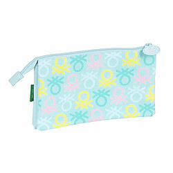 Trousse Fourre-Tout Triple Benetton Fantasy Bleu ciel (22 x 12 x 3 cm)