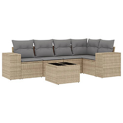 vidaXL Salon de jardin avec coussins 6 pcs beige résine tressée