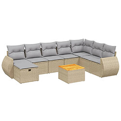 vidaXL Salon de jardin avec coussins 9pcs mélange beige résine tressée