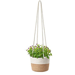 BESTA Pot de fleurs suspendu en macramé pour plantes en macramé fait à la main en corde de coton à suspendre pour intérieur ou plafond (2#) 