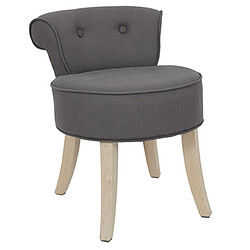 Mes Tabouret 44x47x60,5 cm en tissu gris et pieds en pin - INOA Tabouret en bois et tissu Eleonore Taupe