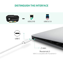 UGREEN Câble Imprimante USB C Mâle vers USB B Mâle Cordon Imprimante Type C Compatible avec MacBook Pro iMac Pro Dell XPS 15 13 HP Spectre X360 (1M, Blanc)