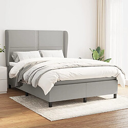 vidaXL Sommier à lattes de lit avec matelas Gris clair 140x190cm Tissu