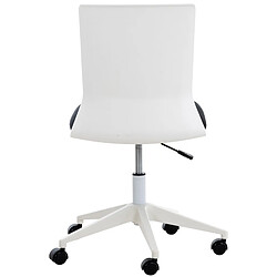 Decoshop26 Chaise de bureau sur roulettes moderne pivotante hauteur réglable plastique blanc et tissu noir BUR10487