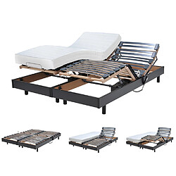 Le Quai Des Affaires Ensemble 2 sommiers relaxation électrique FLEXPUR 80x200 + 2 matelas mémoire de forme / Noir