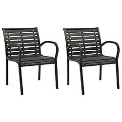 vidaXL Chaises de jardin lot de 2 Acier et WPC Noir