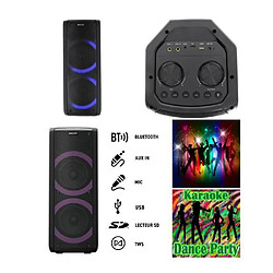 Power SONO ENCEINTE PORTABLE 200W SUR BATTERIE /SD/USB/BT/MP3 + TWS LEDS RGB et entrée MICRO pour la fête en KARAOKE SOIREES DANSANTES 