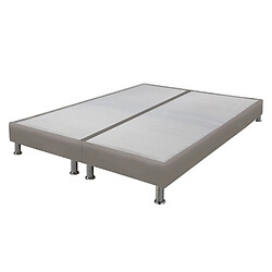 Ebac Sommier tapissier + jeu de pieds 70+70x190 Omega simili taupe 18 lattes